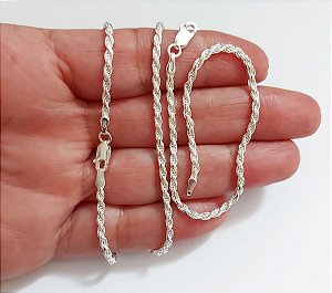 Conjunto Feminino Cordão Baiano Prata Italiana Original 925