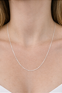 Corrente Feminina Veneziana Italiana 45cm Prata 925 Original