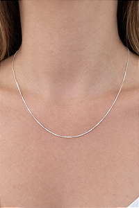 Corrente Choker Feminina Veneziana Italiana 40cm Prata 925 Original