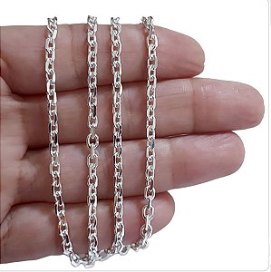 Corrente Cordão Masculina Cadeado Grossa Prata Italiana 925 70cm