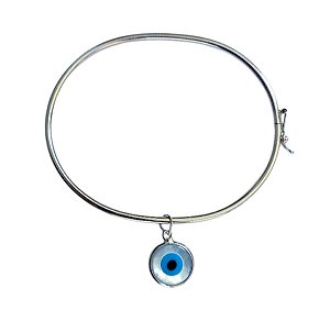 Bracelete Infantil Pingente Olho Grego Madrepérola Prata 925