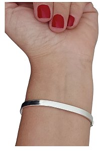 Bracelete Fio Quadrado Largo Oval Prata 925