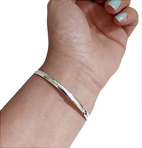 Bracelete Feminino Maciço Largo Redondo Prata 925 Original