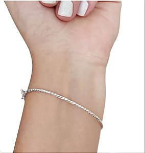 Pulseira Feminina Bracelete Torcido Prata 925