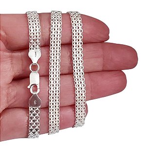 Corrente Bismark Italiana 6mm 50cm Prata 925