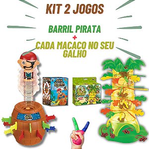 Kit Jogo Pinguim Quebra Gelo + Jogo Pula Macaco + Jogo Pula Pirata Barril -  Desconto no Preço