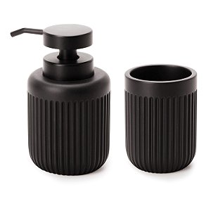 KIT PARA BANHEIRO LINES PRETO - 2 PEÇAS