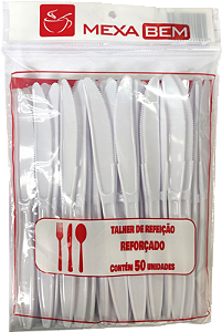 Facas Descartáveis Refeição Branca c/50uni