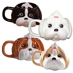 Caneca Shih Tzu Fofa 250ml Presente Criativo Caneca Cachorro Shitzu