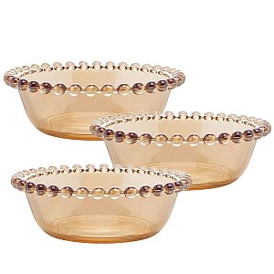 Conjunto 3 Bowls de Cristal Pearl Âmbar Sobremesa 14x5cm Wolff
