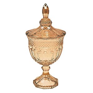 Potiche de Cristal com Pé Âmbar Bomboniere Lyor