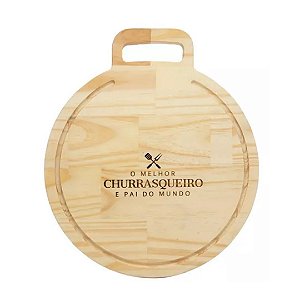 Tábua para Corte de Madeira Pinus Redonda Dia dos Pais da Woodart