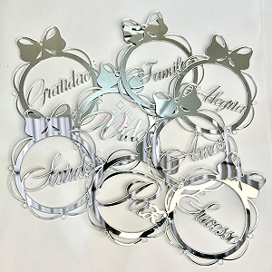 Kit 8 Enfeites de Natal G Bolas Em Acrilico Espelhado