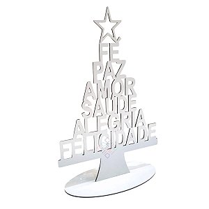 Enfeite Árvore de Natal com Palavras em MDF Branco