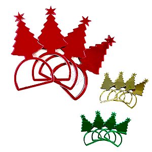 Kit 4 Porta Guardanapos de Árvore de Natal em Acrílico Espelhado