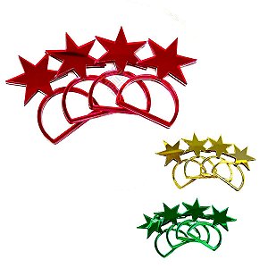 Kit 4 Porta Guardanapos de Estrela de Natal em Acrílico Espelhado