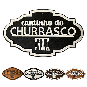 Placa Decorativa Preto com Branco Para Parede Cantinho Do Churrasco Placa Churrasco Em MDF (SELECIONE VARIAÇÃO)