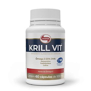 Krill Vit 60 Cápsulas 500mg Ômega 3 Astaxantina Colina Fosfolipídeos - Vitafor