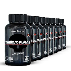 Kit 8x Thermo Flame 60 Tabletes Cafeína Anidra - Black Skull