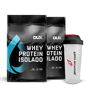 Kit 2x Whey Protein Isolado 1,8Kg Dux Nutrition + Brinde