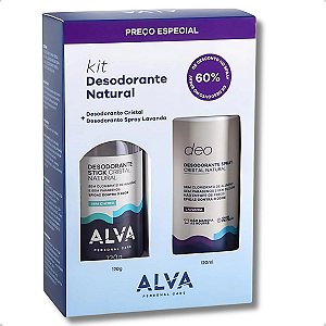 Kit Desodorante Cristal Natural 120g + Desodorante Spray Lavanda 120ml - Alva