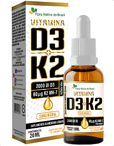 Vitamina D3 + K2 20ml Flora Nativa em Gotas Sabor Laranja
