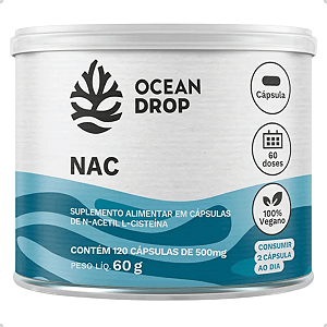 NAC 500mg Ocean Drop 120 Cáps Suporte Celular