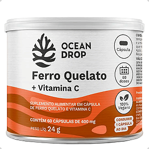 Ferro Quelato + Vitamina C - 60 cápsulas 400mg - Ocean Drop