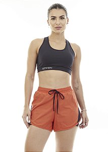 Short Feminino Gênova Preto e Laranja