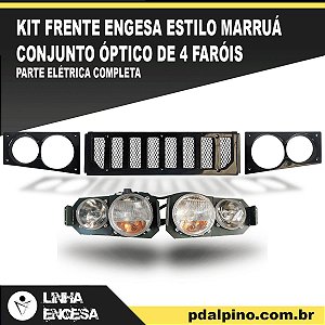 Kit Frente Engesa Estilo Marruá com Conjunto Óptico de 4 Faróis + Parte Elétrica Completa