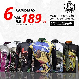 KIT 06 CAMISETAS KFF KING BRASIL - MODELOS SORTIDOS