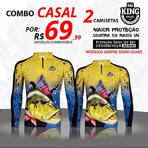 COMBO CASAL - 2 CAMISETAS COMBINANDO (KFF60 - 2 PEÇAS UNISEX)  KING BRASIL