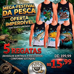 KIT - 5 REGATAS KING BRASIL (SORTIDAS) - PROTEÇÃO UV