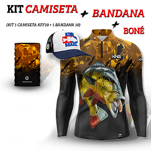 CAMISETA + BANDANA + BONÉ KING BRASIL COM PROTEÇÃO UV 50+ (KFF10N)