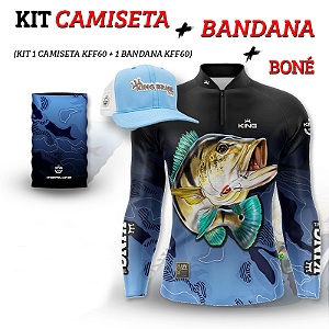 CAMISETA + BANDANA + BONÉ KING BRASIL COM PROTEÇÃO UV 50+ (KFF60N)