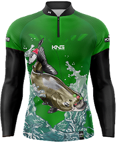 CAMISETA DE PESCA KING BRASIL COM PROTEÇÃO UV 50+ (KFF610N)
