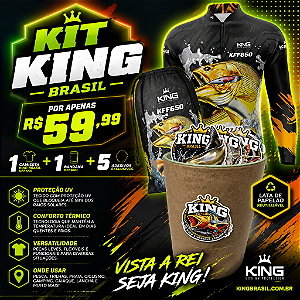 KIT CAMISETA + BANDANA DE PESCA KING BRASIL COM PROTEÇÃO UV 50+ (KFF650)