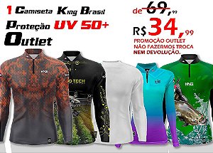 1 CAMISETA KING BRASIL COM PROTEÇÃO UV 50+ (OUTLET) - NÃO FAZEMOS TROCA, NEM DEVOLUÇÃO.