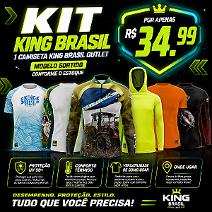 1 CAMISETA KING BRASIL COM PROTEÇÃO UV 50+ (OUTLET) - NÃO FAZEMOS TROCA, NEM DEVOLUÇÃO.