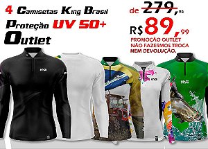 4 CAMISETAS KING BRASIL COM PROTEÇÃO UV 50+ (OUTLET) - NÃO FAZEMOS TROCA, NEM DEVOLUÇÃO.