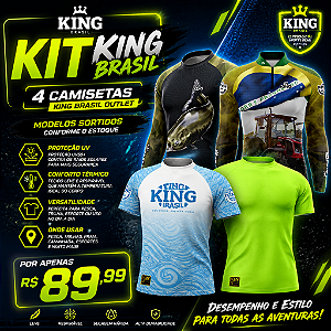 4 CAMISETAS KING BRASIL COM PROTEÇÃO UV 50+ (OUTLET) - NÃO FAZEMOS TROCA, NEM DEVOLUÇÃO.