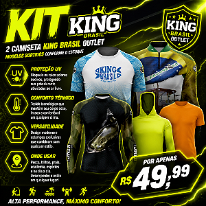 2 CAMISETAS KING BRASIL COM PROTEÇÃO UV 50+ (OUTLET) - NÃO FAZEMOS TROCA, NEM DEVOLUÇÃO.