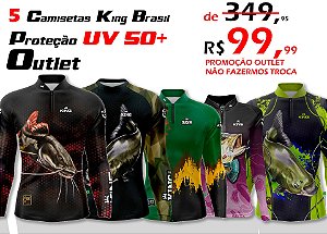 5 CAMISETAS KING BRASIL COM PROTEÇÃO UV 50+ (OUTLET)
