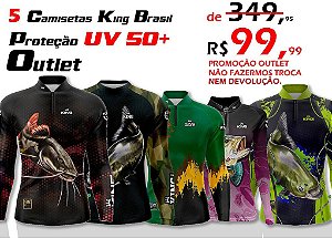 5 CAMISETAS KING BRASIL COM PROTEÇÃO UV 50+ (OUTLET) - NÃO FAZEMOS TROCA, NEM DEVOLUÇÃO.