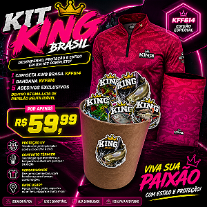 KIT CAMISETA + BANDANA DE PESCA KING BRASIL COM PROTEÇÃO UV 50+ (KFF614)