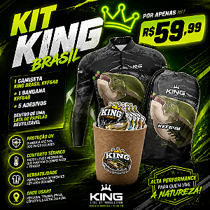 KIT CAMISETA + BANDANA DE PESCA KING BRASIL COM PROTEÇÃO UV 50+ (KFF648)