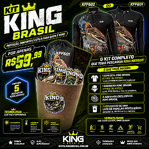 KIT CAMISETA + BANDANA DE PESCA KING BRASIL COM PROTEÇÃO UV 50+ (KFF601 - 602)