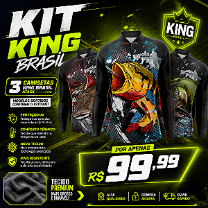 KIT 3 CAMISETAS ATACK - KING BRASIL - TECIDO INCORPORADO - MODELOS SOTIDOS CONFORME O ESTOQUE