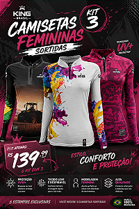 KIT 3 CAMISETAS FEMININAS KING BRASIL - SORTIDAS