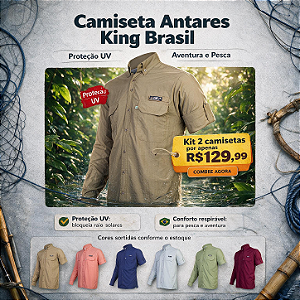 2 CAMISETAS ANTARES KING BRASIL - PROTEÇÃO UV - CORES SORTIDAS